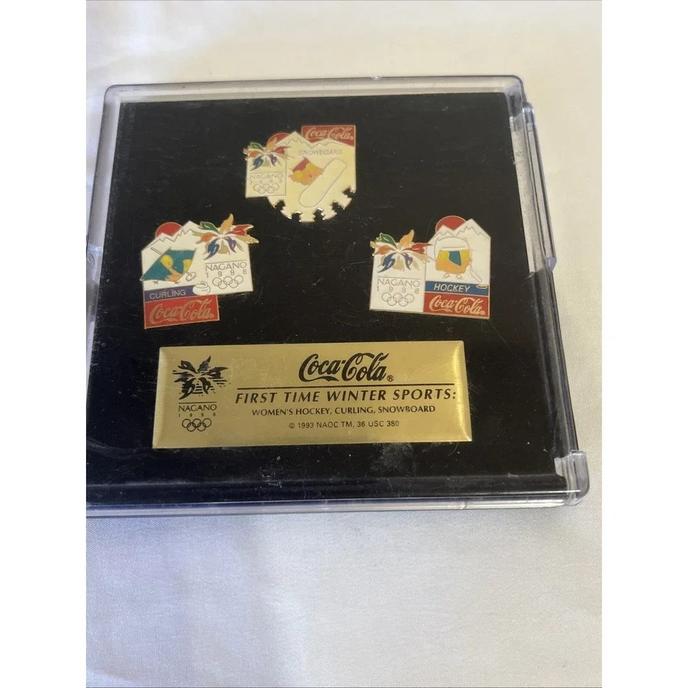 Coca Cola First Time Winter Sports 1998 Collectors Vintage 3 Pins USA OLYMPIC‎